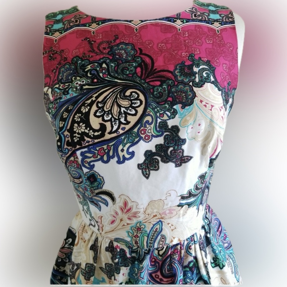 CB established 1962 Dress Barn Elegant Multicolor Paisley Dress